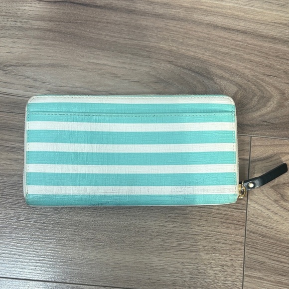 Kate Spade Teal and White Striped Wallet - Picture 2 of 7